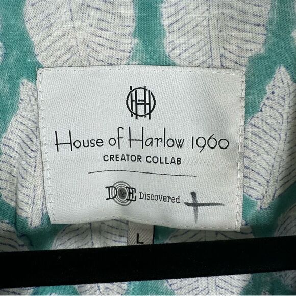 House Of Harlow 1960 Creator Collab D&E Discovered Blouse Leaf Print Top Large - Picture 3 of 8